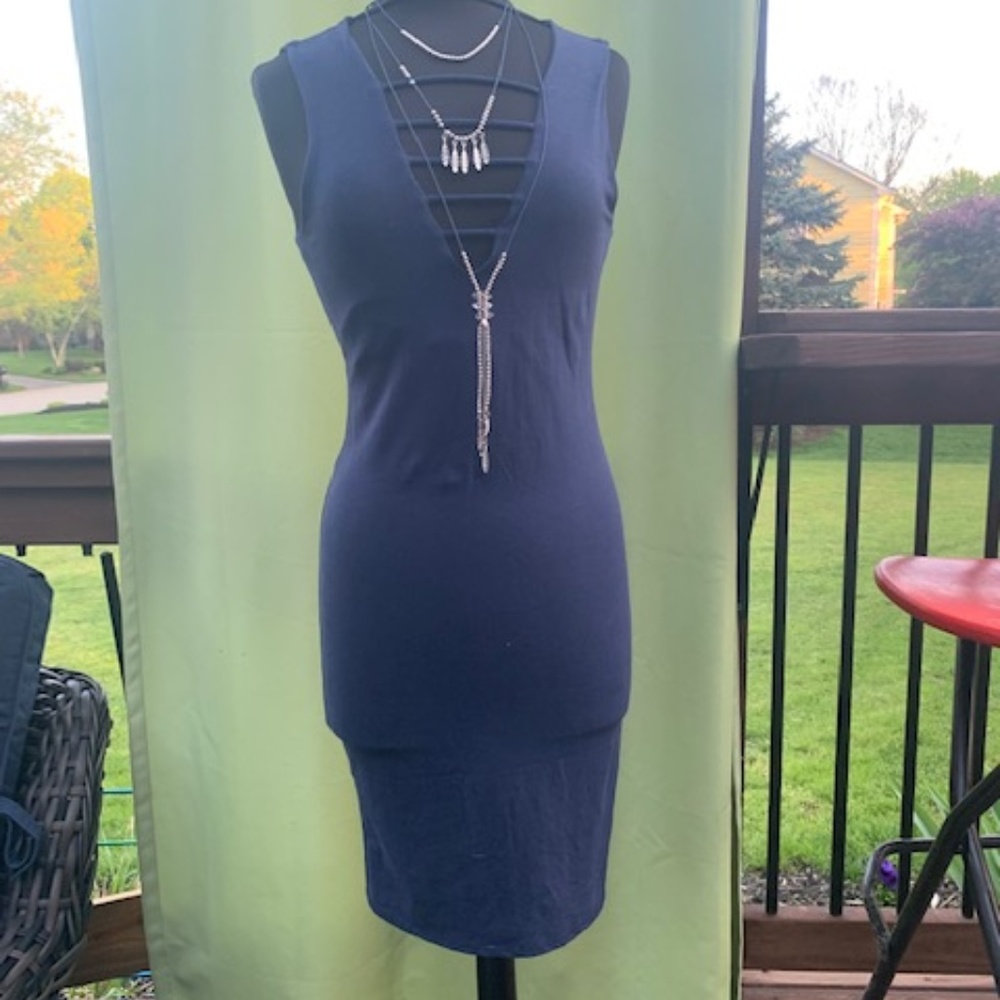 Navy V-Neck Dress